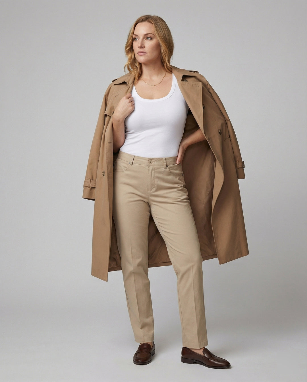 Damen formelle Stoffhose mit hohem Bund