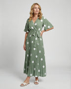 Damen Wickelkleid Midi plissiert