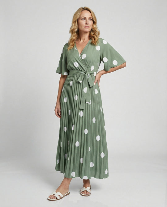 Damen Wickelkleid Midi plissiert