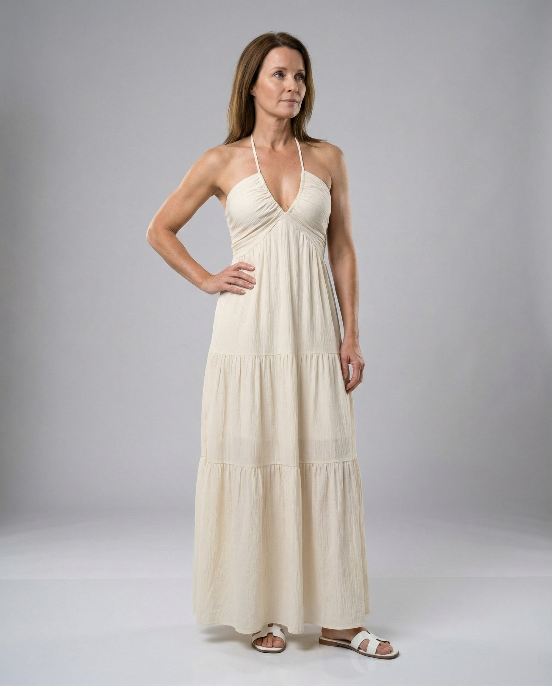 Damen Maxi-Kleid mit fließendem Rock