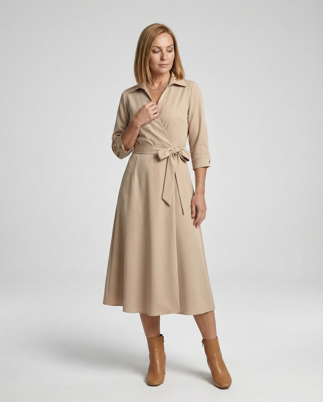 Satin Maxikleid Wickeloptik Damen
