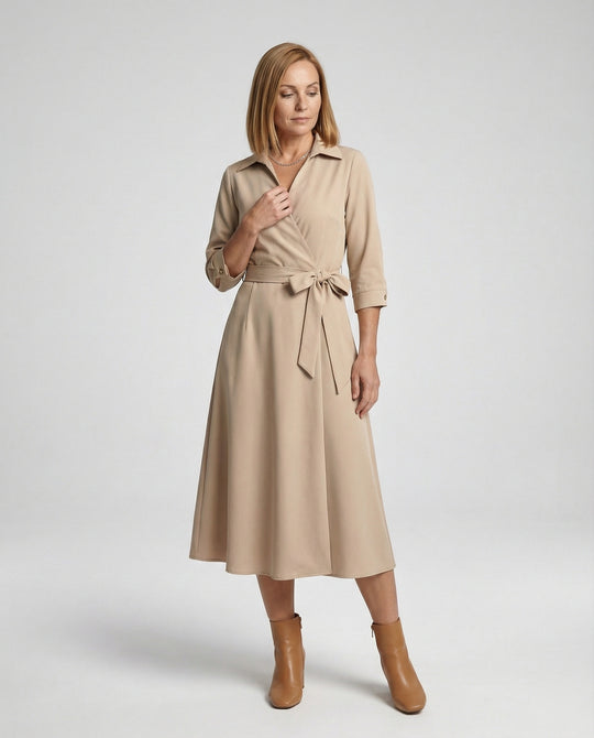 Satin Maxikleid Wickeloptik Damen