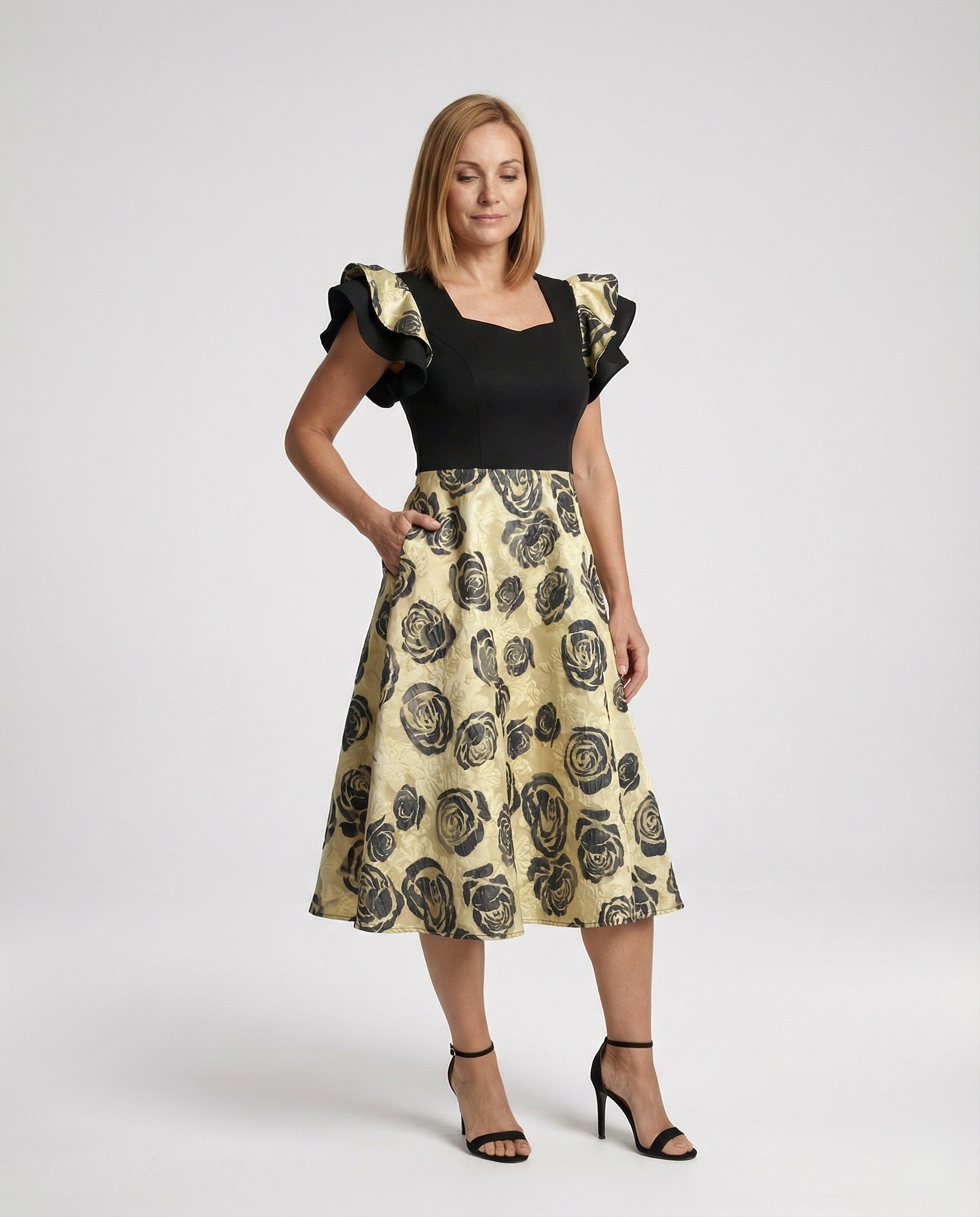 Damen Midikleid herzförmig elegant