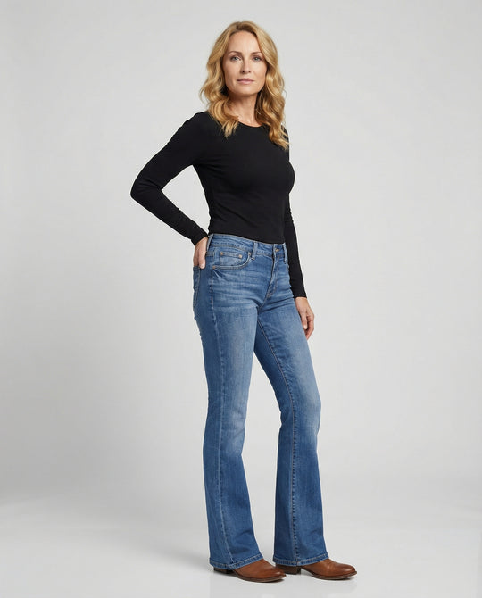 Damen High Waist Jeans ausgestellt mit Stretch