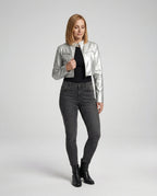 Damen Lederjacke Schwarz kurz