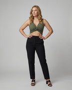 Damen Crop-Top mit elegantem Knoten und tiefem V-Ausschnitt R&B