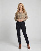 Damen Karierte Chiffonbluse mit lockerem Schnitt