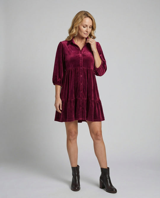 Damen Freizeitkleid Samt Babydoll