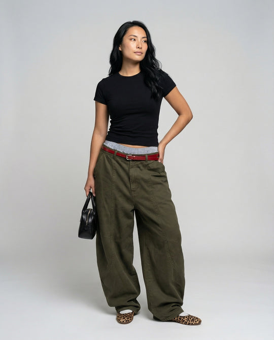 Damen Weite utilitaristische Stoffhose R&B