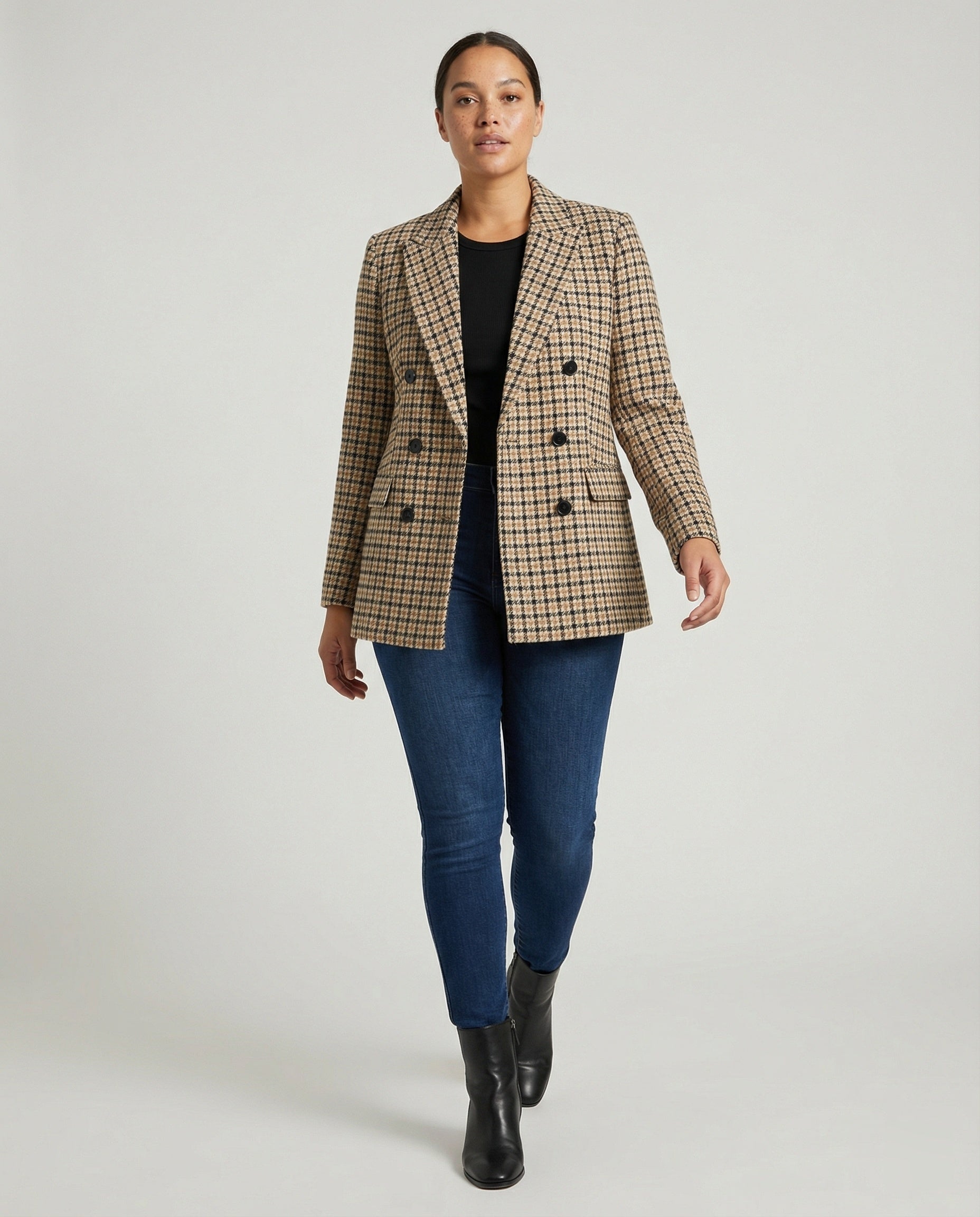 R&B | Kariertes Doppelbreasted Blazer