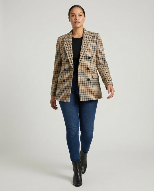 R&B | Kariertes Doppelbreasted Blazer