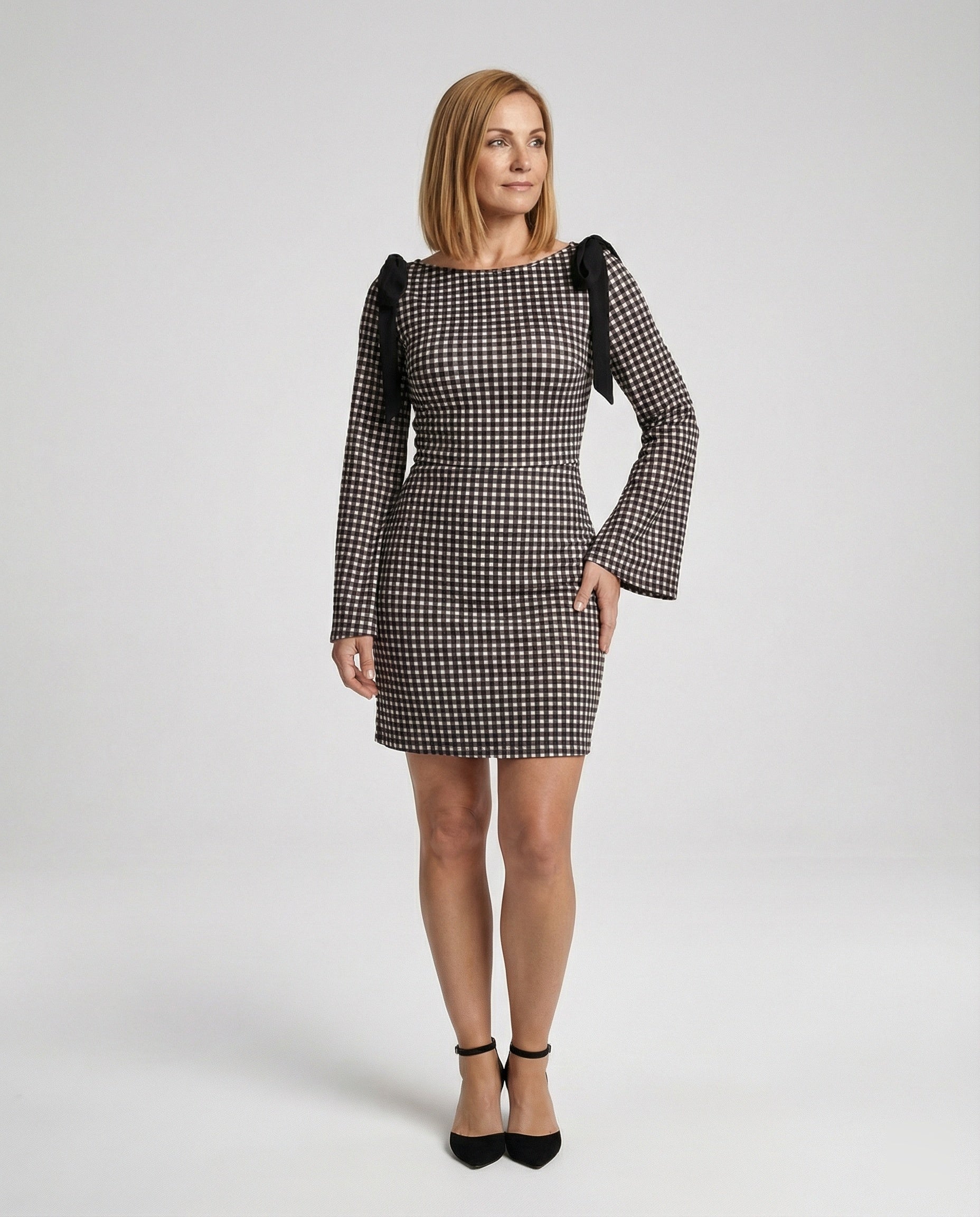 Damen Etuikleid kariert elegant