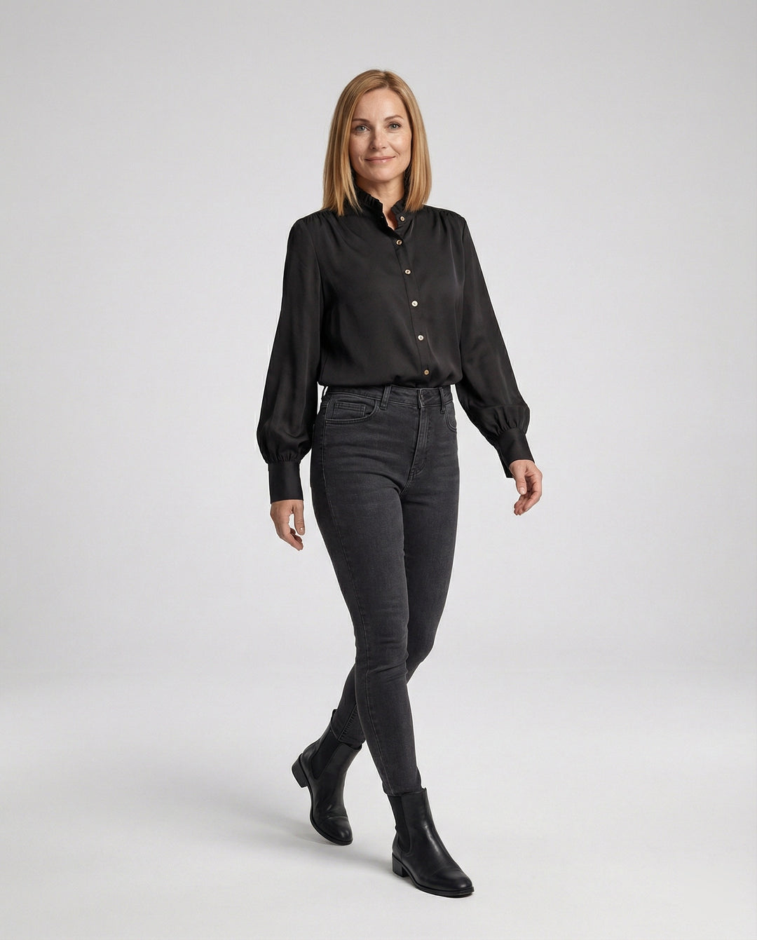 Damen Bluse mit Rüschenkragen