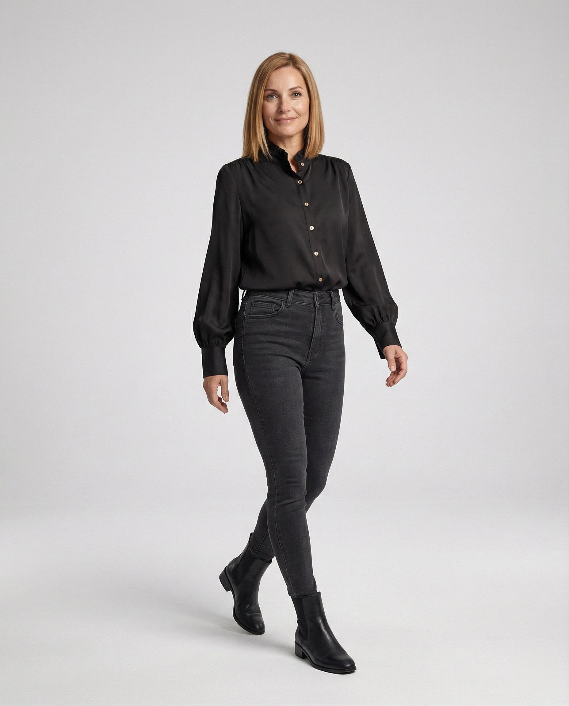 Damen Bluse mit Rüschenkragen