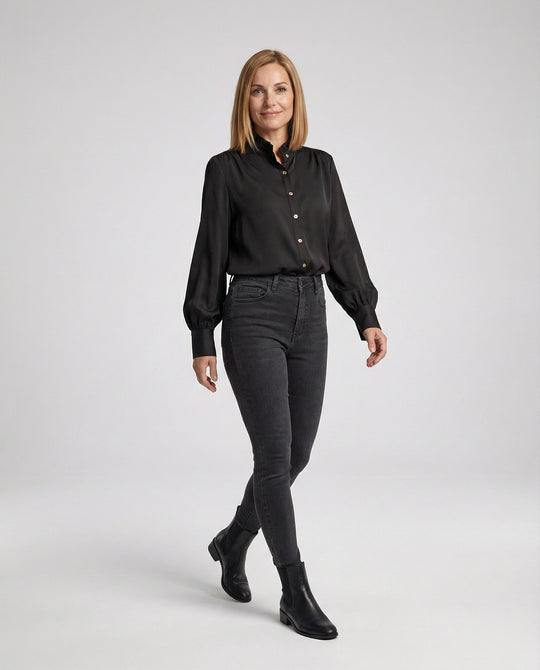 Damen Bluse mit Rüschenkragen