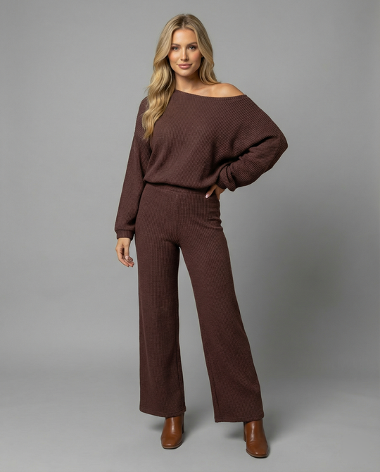 Damen Strickanzug mit lässigem Oversized-Schnitt und weiten Beinen R&B