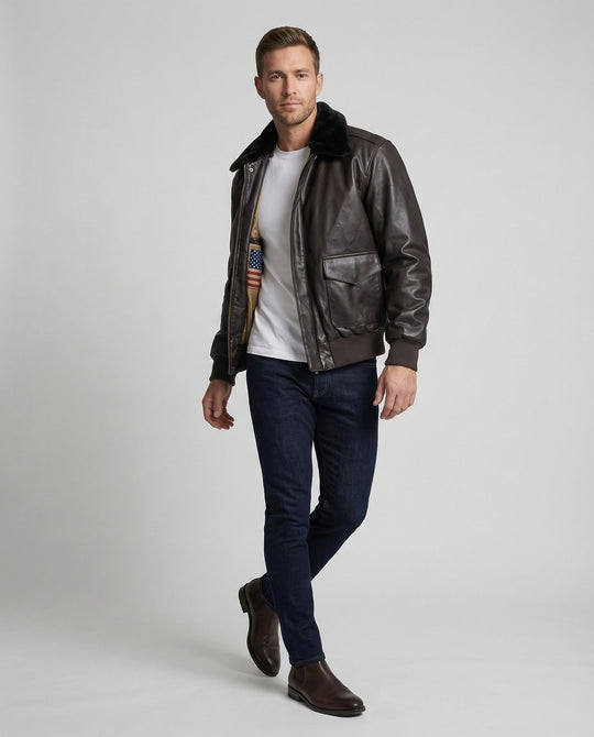 Herren Pilotenjacke mit Kunstpelz
