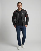 Herren Biker Lederjacke mit Steppung