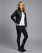 Damen Lederjacke Schwarz Bikerjacke