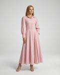 Damen Hemdkleid Maxi mit Ballonärmeln