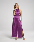 Damen Jumpsuit Satin Halterkragen