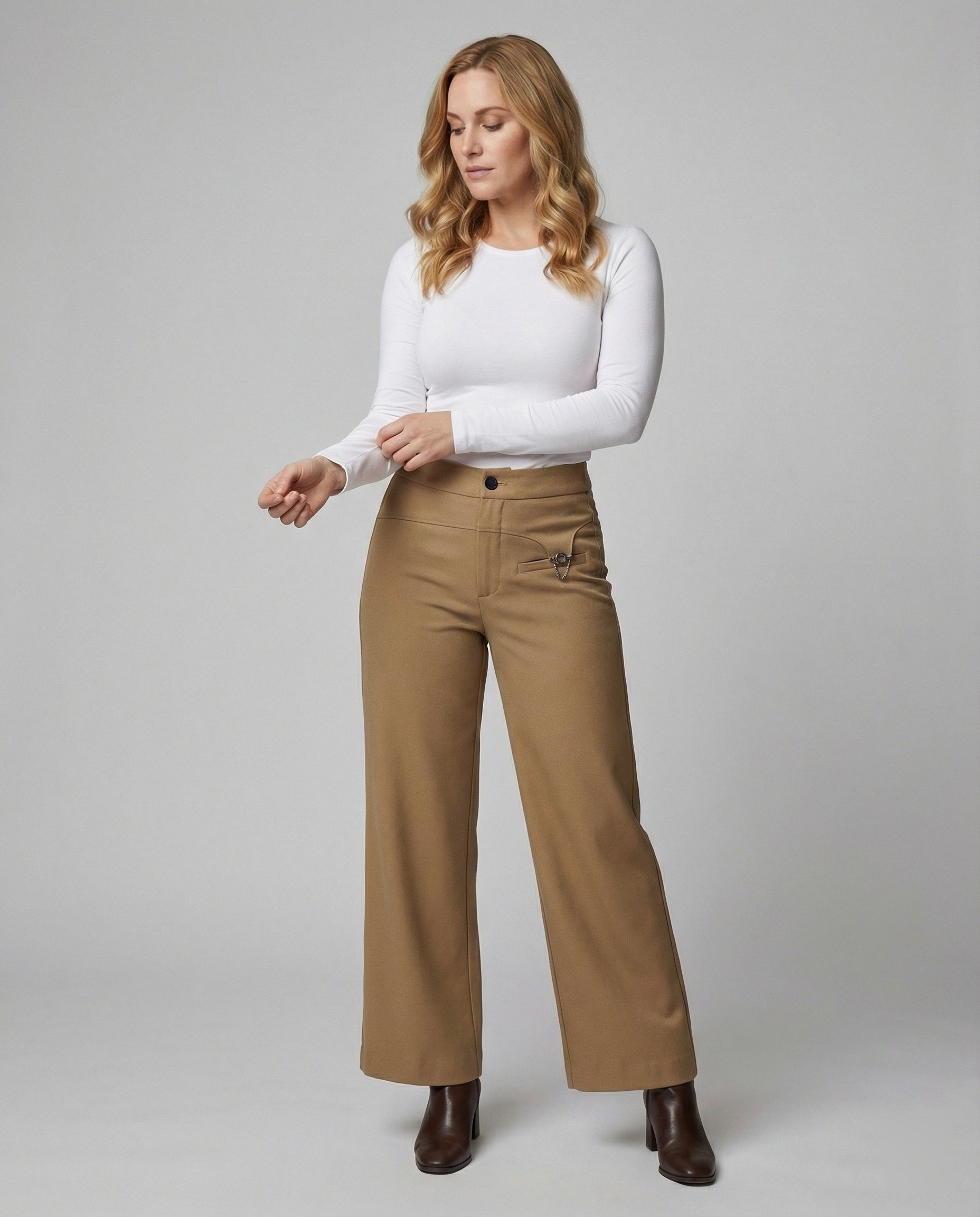 Damen Cropped Jeans weit geschnitten