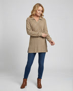 Damen Rippstrick Pullover mit Kragen