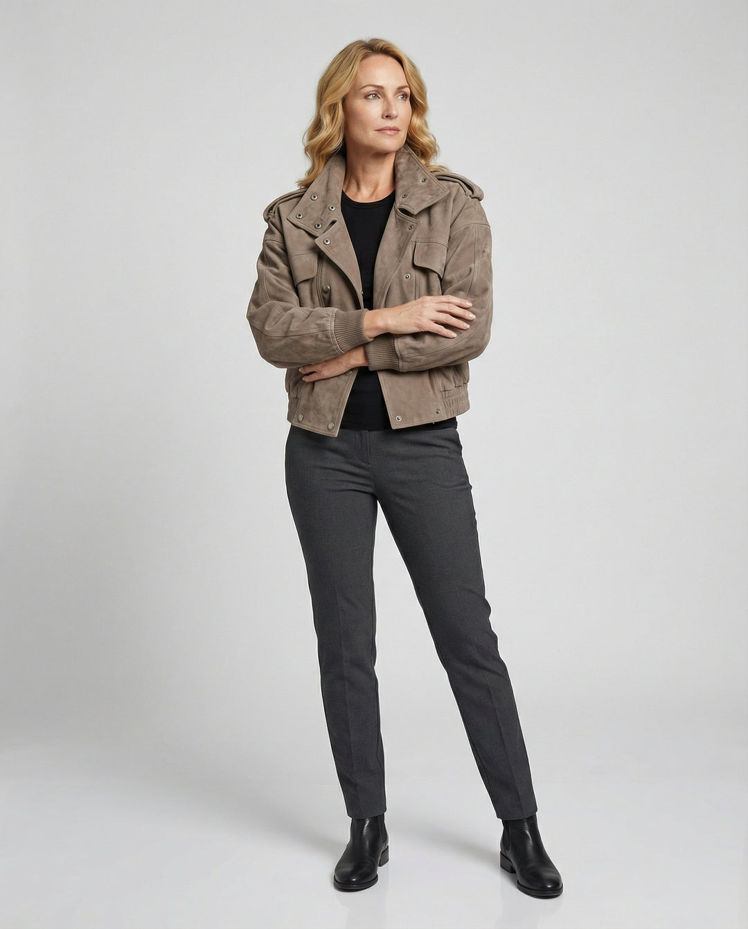 Freizeitkleidung Damen Wildleder Utilityjacke