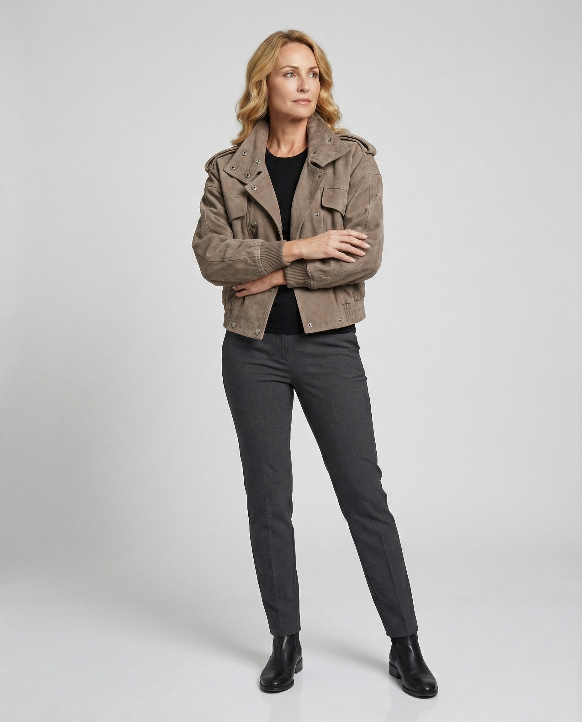Freizeitkleidung Damen Wildleder Utilityjacke