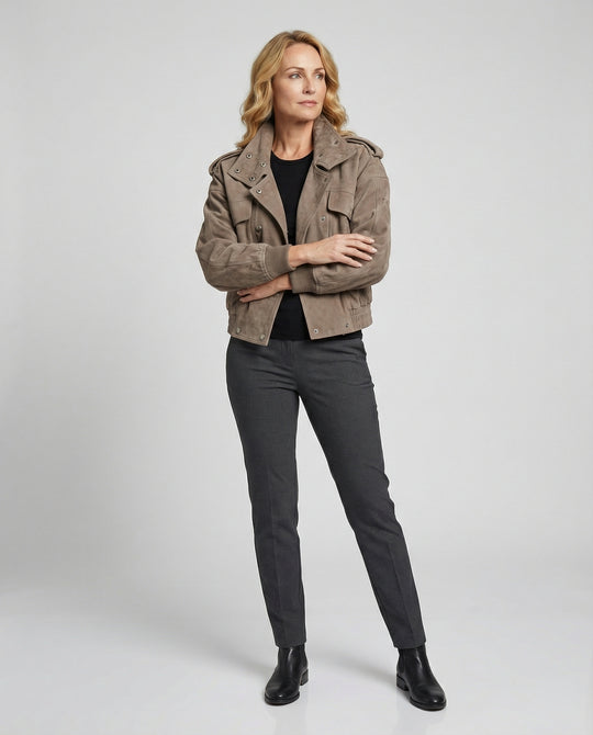 Freizeitkleidung Damen Wildleder Utilityjacke