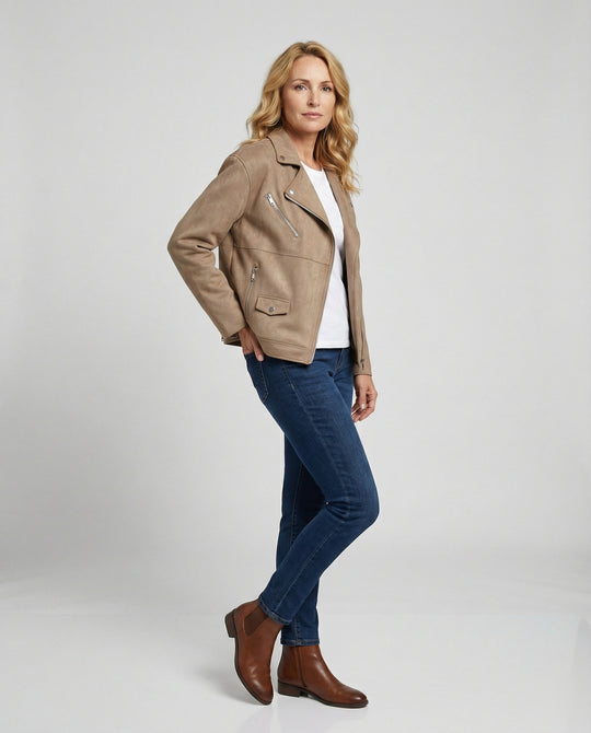 Braune Lederjacke Damen Veloursleder