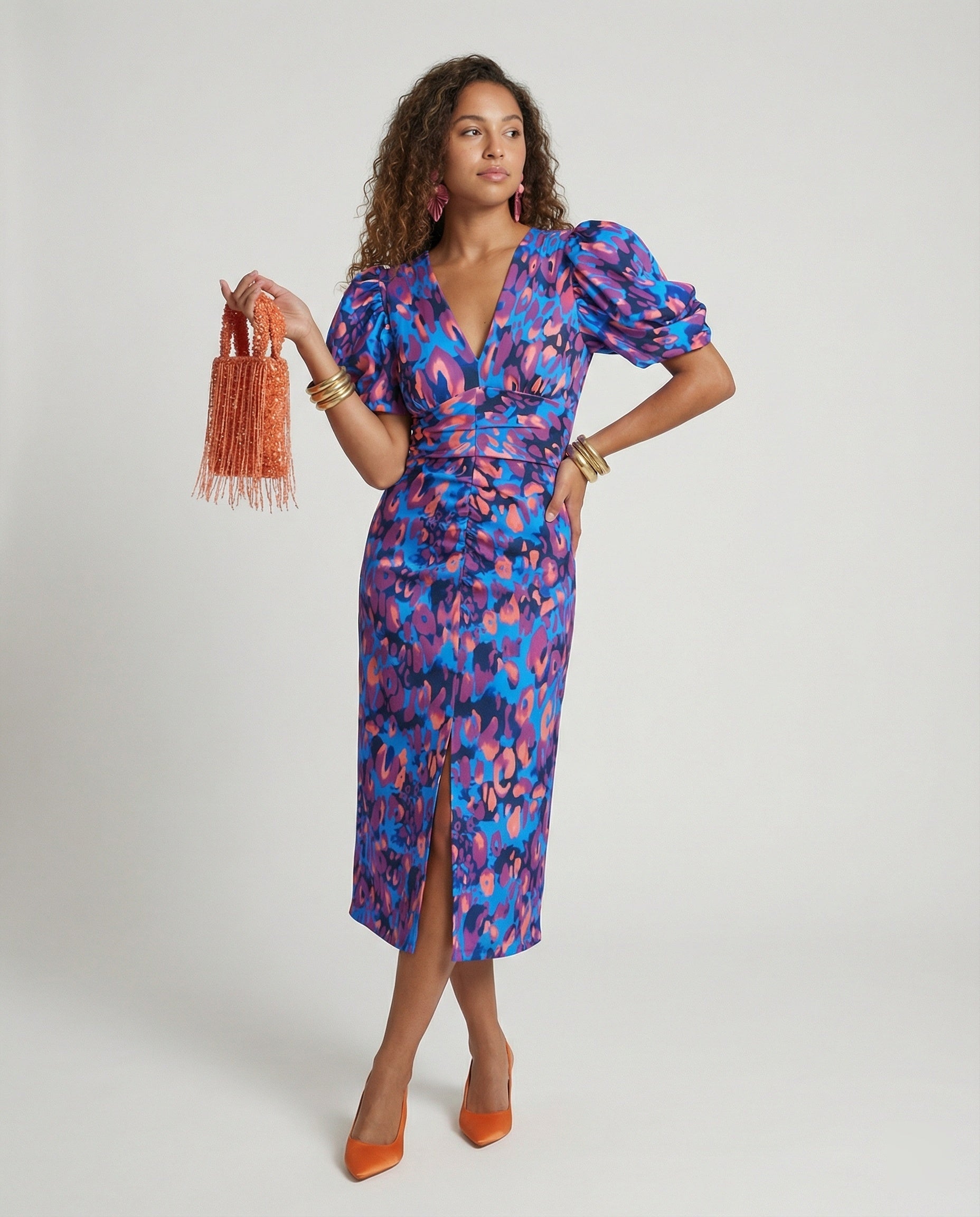 Damen Abendkleid mit voluminösen Puffärmeln R&B