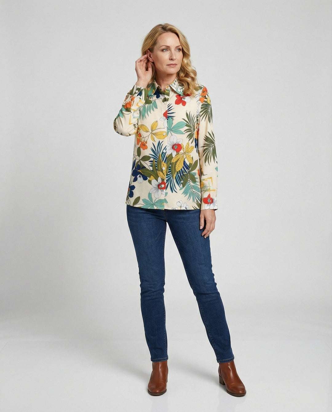 Damen Bluse Floral Viskose
