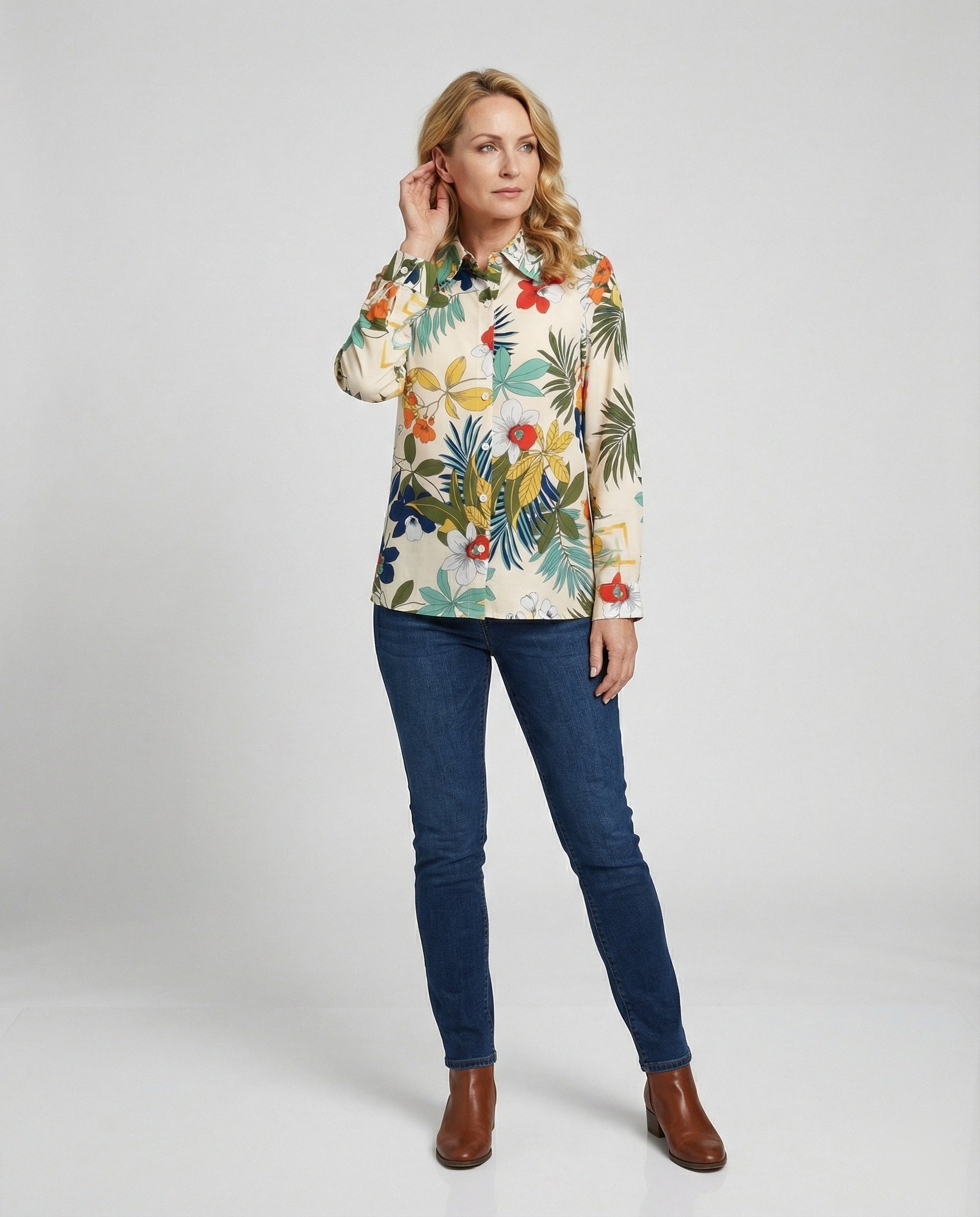 Damen Bluse Floral Viskose