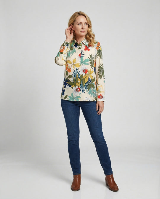 Damen Bluse Floral Viskose