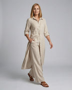 Leinen Maxikleid Mit Knopfleiste Damen