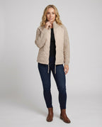 Steppjacke Damen mit Strickmuster und hohem Kragen
