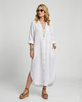 Damen Leinenkleid Kaftan lang