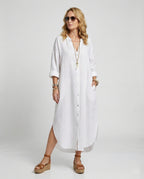 Damen Leinenkleid Kaftan lang
