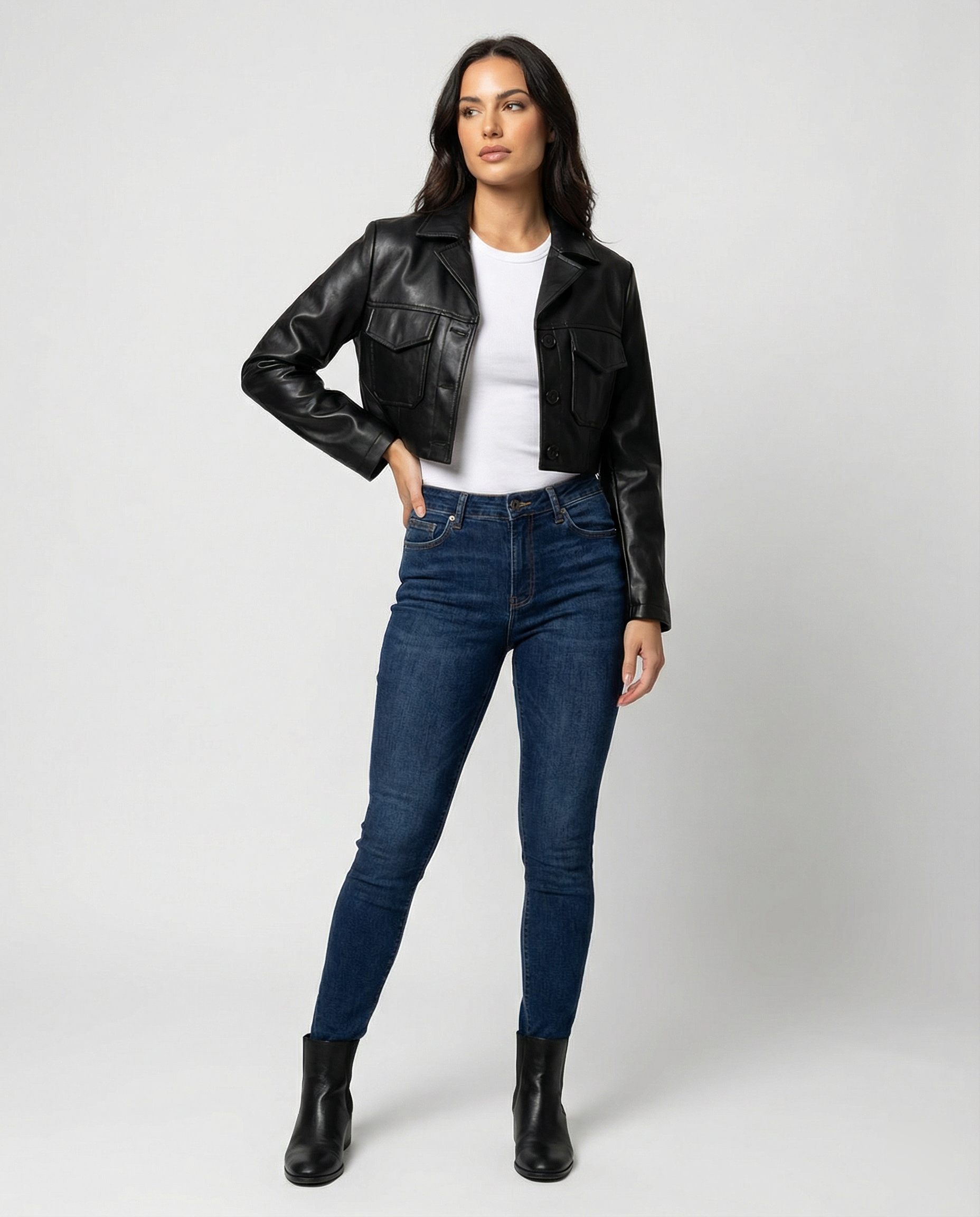 Leichte Steppjacke Damen mit Cropped Schnitt und Taschen
