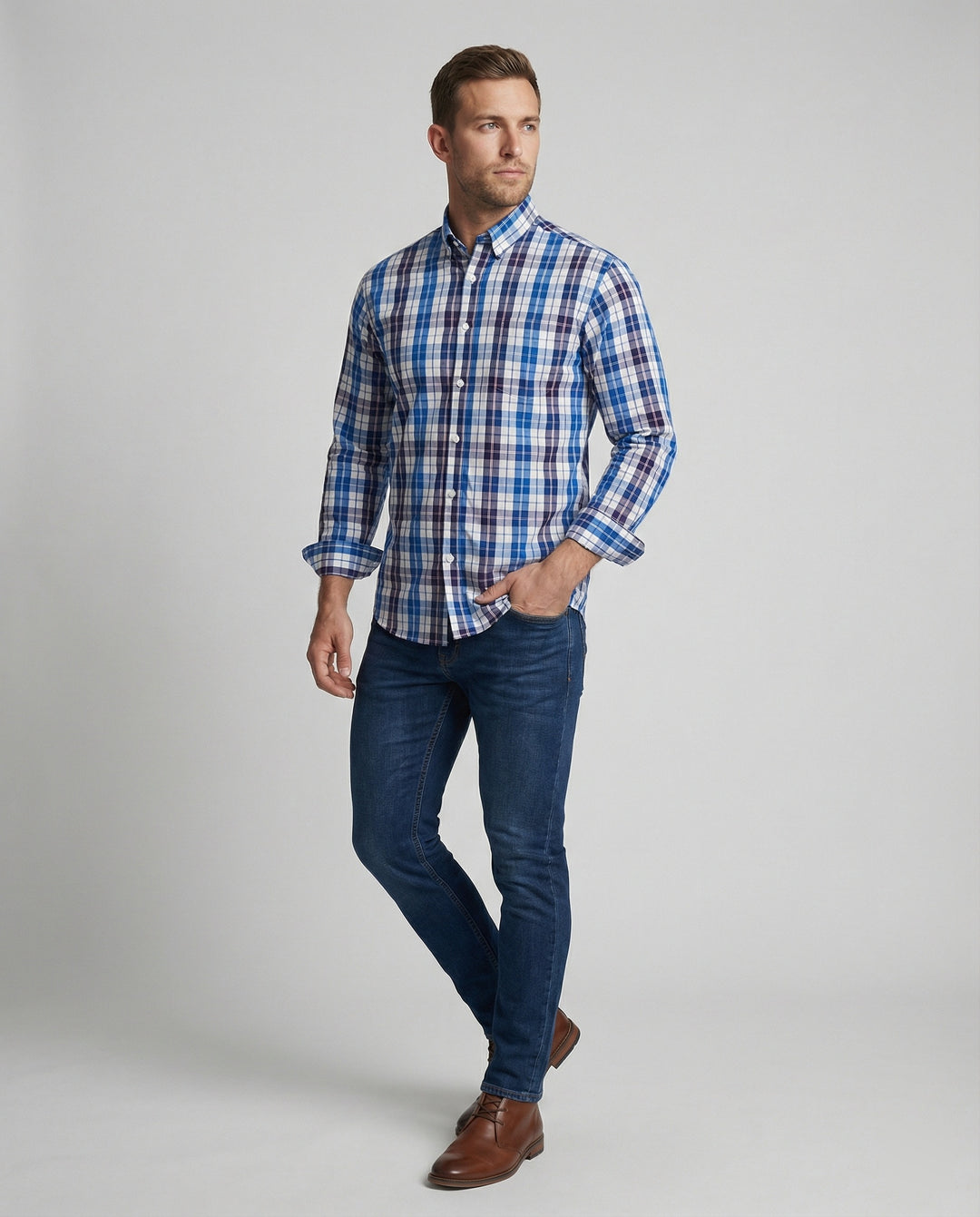 Herren Flanell Langarmhemd Kariert