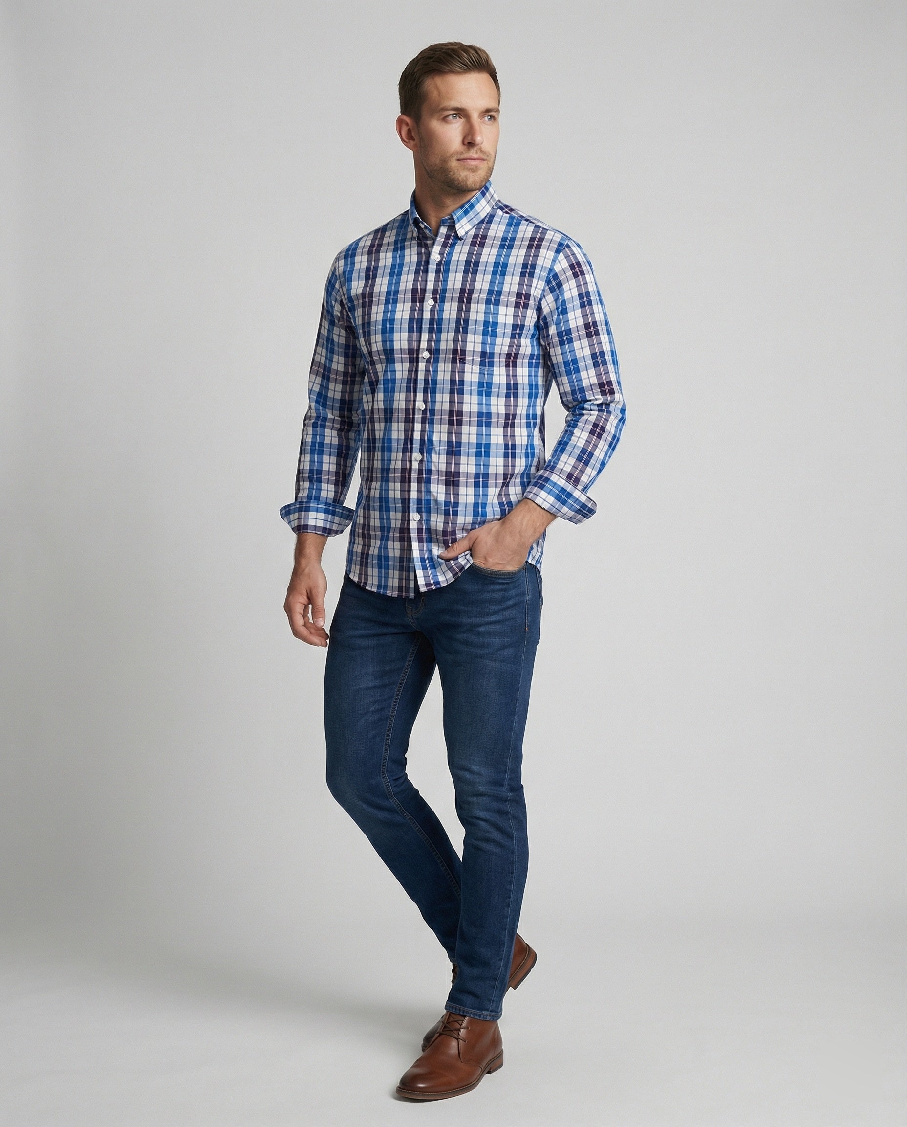 Herren Flanell Langarmhemd Kariert