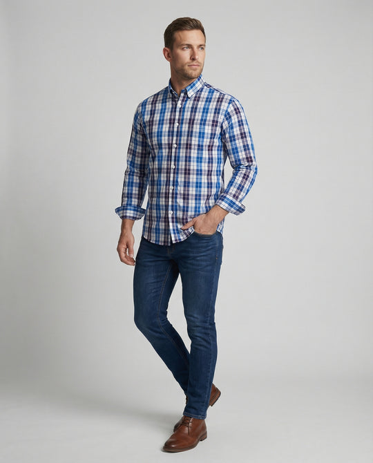 Herren Flanell Langarmhemd Kariert