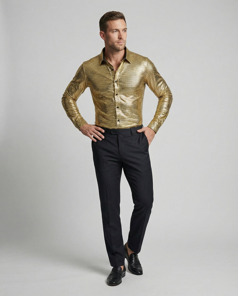 Herren Hemd mit glanzvollem Wabenmuster R&B
