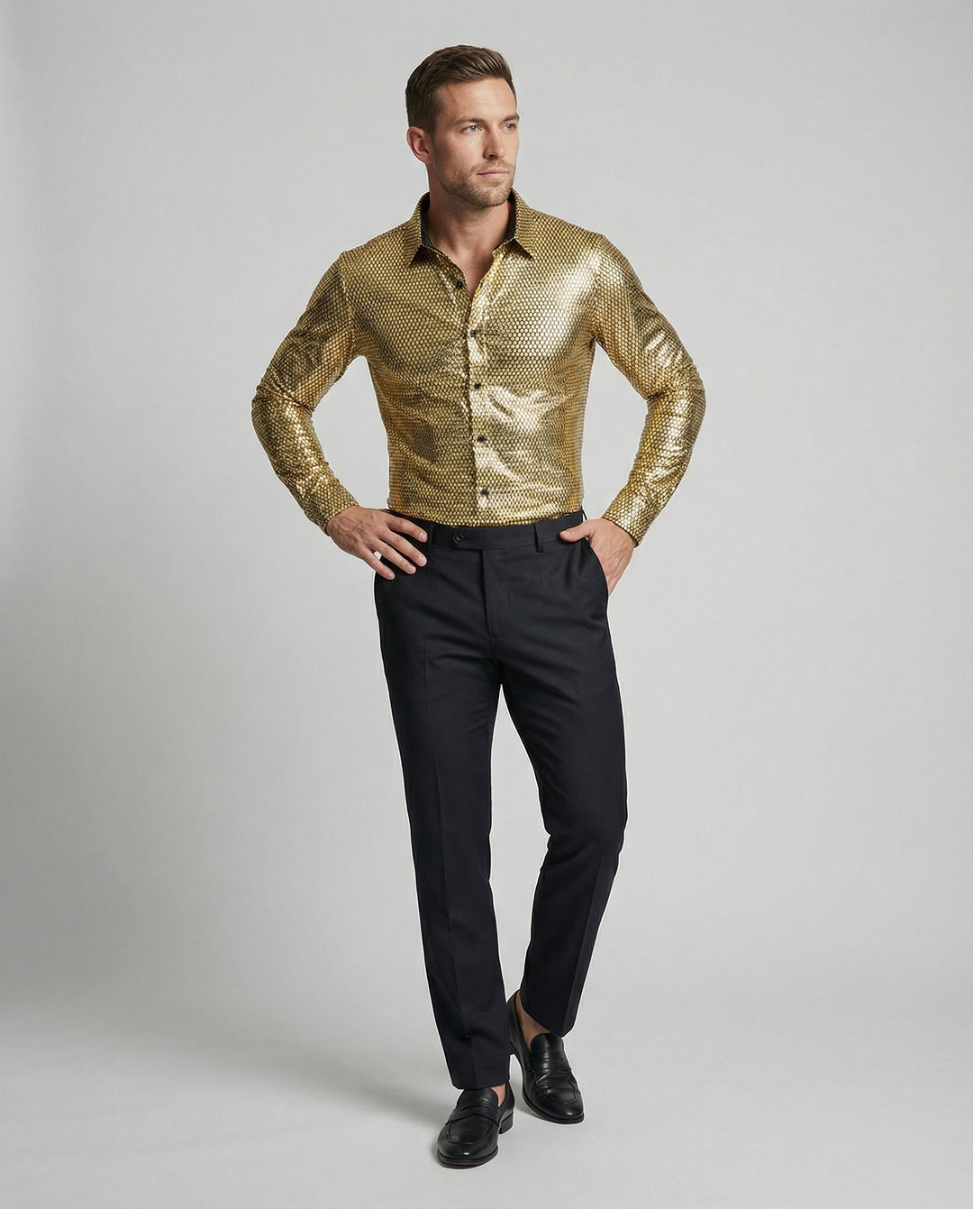 Herren Hemd mit glanzvollem Wabenmuster R&B