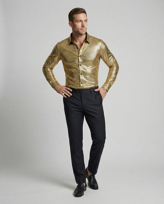 Herren Hemd mit glanzvollem Wabenmuster R&B