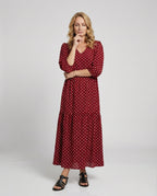 Damen Midikleid Sommer Stufenrock