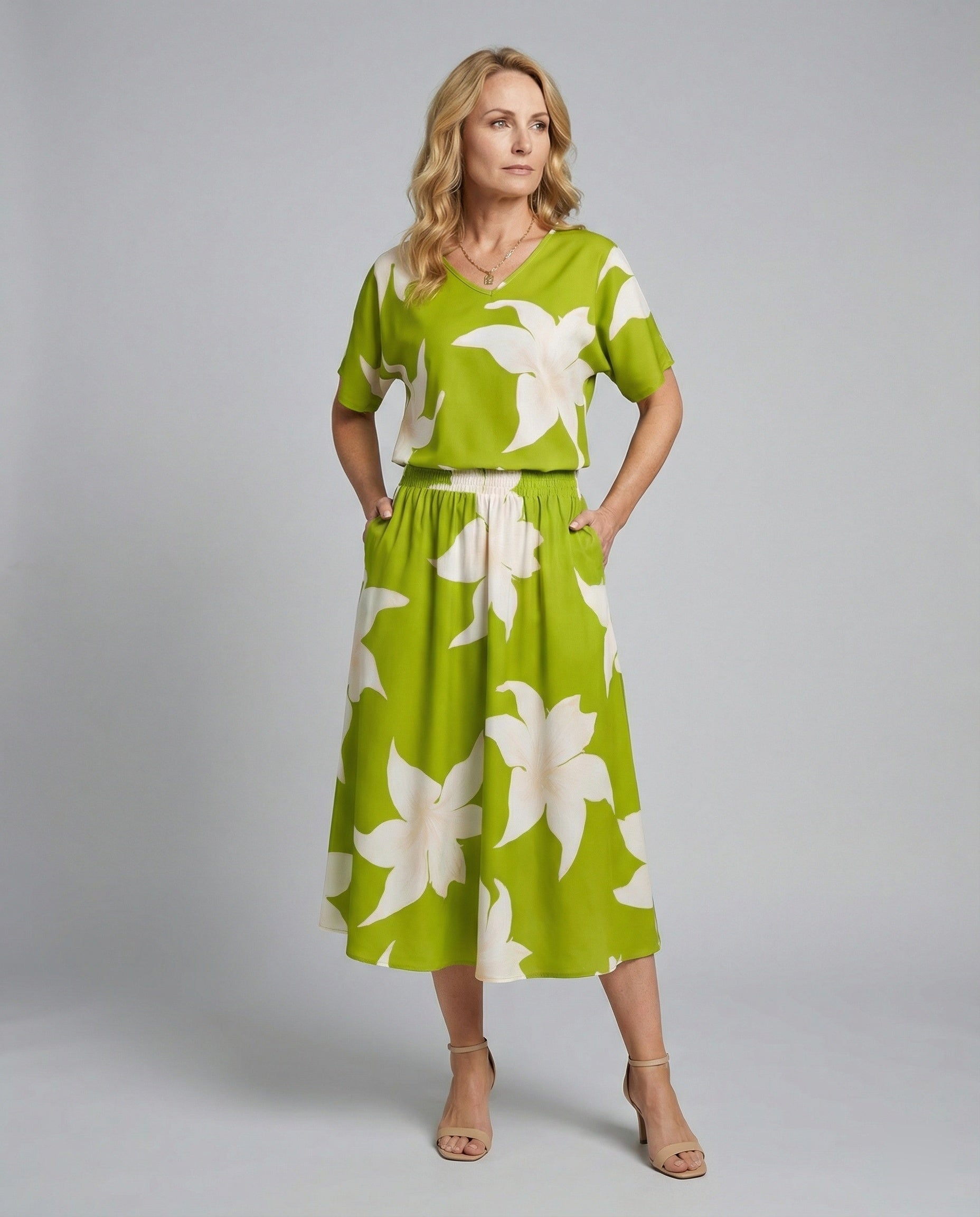 Damen Zweiteiler Set Sommer Floral