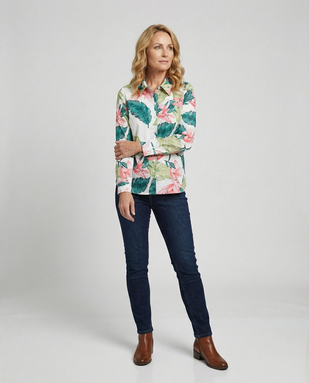 Bluse Damen Print Hemdkragen