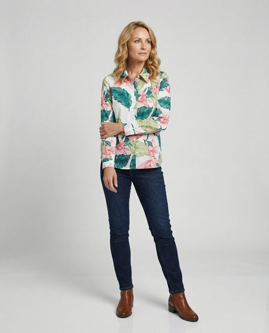Bluse Damen Print Hemdkragen
